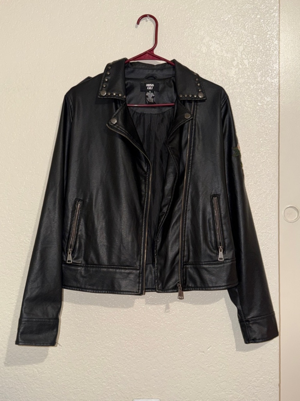 Miss Lili Black Faux Leather Studded Moto Jacket